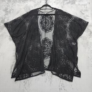 Maurices Swim Cover Women One Size Black Crochet Lace Mesh Open Front Boho Beach